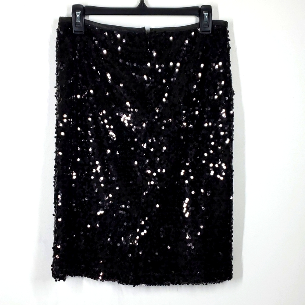 CARMEN Carmen Marc Valvo Black Sequin MIDI Skirt 4 NWOT - Picture 3 of 10